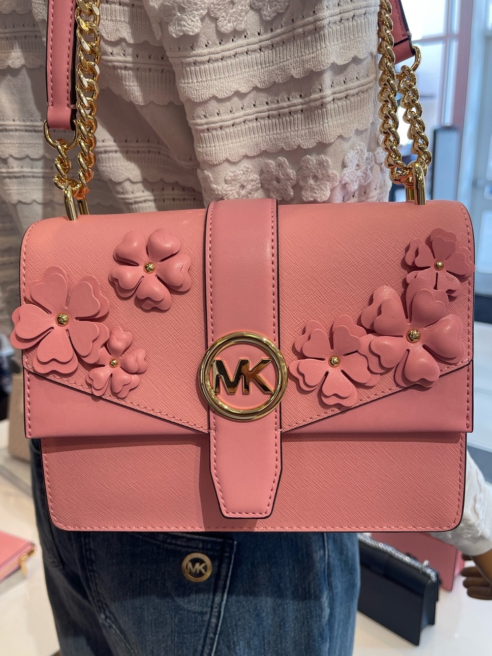 MICHAEL KORS Greenwich Small Floral Embellished Crossbody Bag
Carnation 
NWT